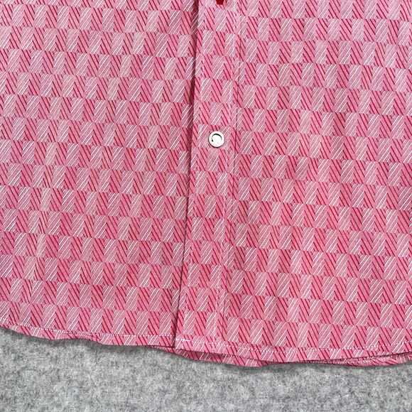 Robert Graham Shirt Mens 39 15.5 Med Pink Geometric Flip Cuff Collar Loud Bold - Picture 10 of 12